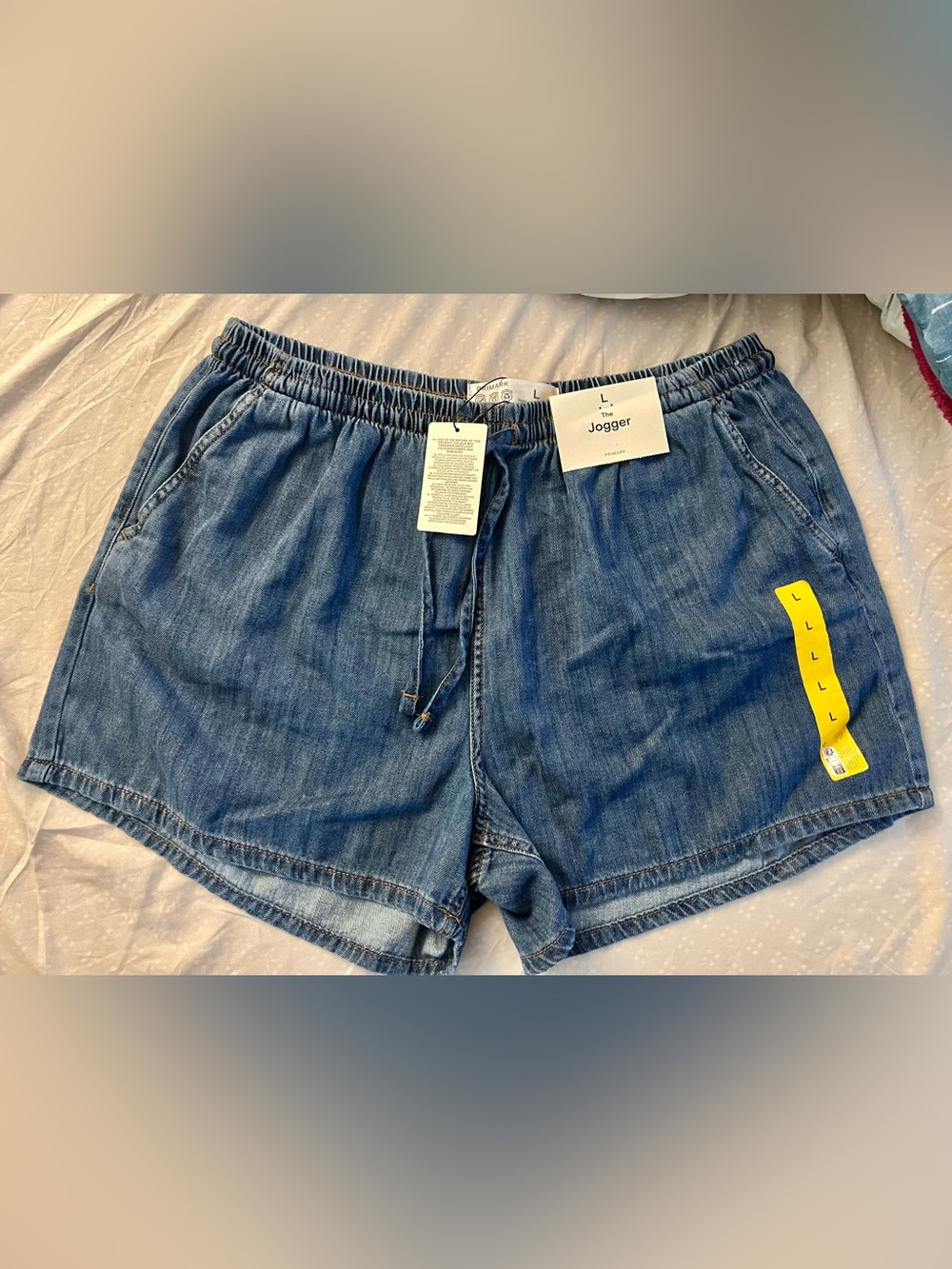 Primark women’s Denim Blue Drawstring Hybrid Shorts size L